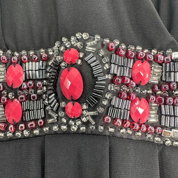 White House Black Market Beaded Halter Dress Size 4 Black Pink Y2K Bling Party - Picture 6 of 7